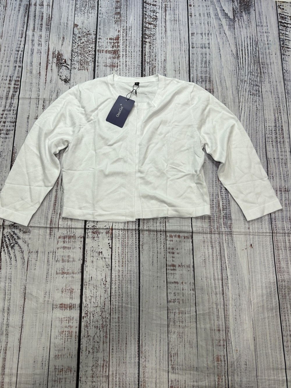 OmicGot White Open-Front Cropped Cardigan with Tag - Picture 2 of 4